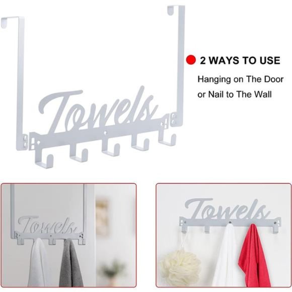 Over The Door Hooks Towel Rack for Bathroom Towel Holder for Hanging Heavy Duty - Picture 2 of 6